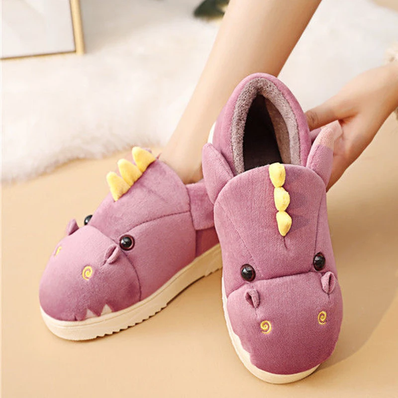 

Women's slippers home 2020 Cotton Room shoes Cute Hippo Animal plush slippers Indoor Non-slip Family shoes