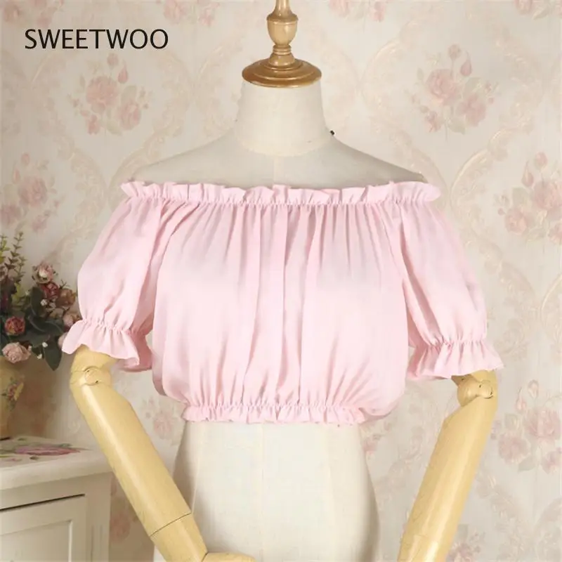 

Summer Women's Tops Kawaii Off Shoulder Chiffon Party Cosplay Costumes Renaissance Princess Short/long Sleeve Tops