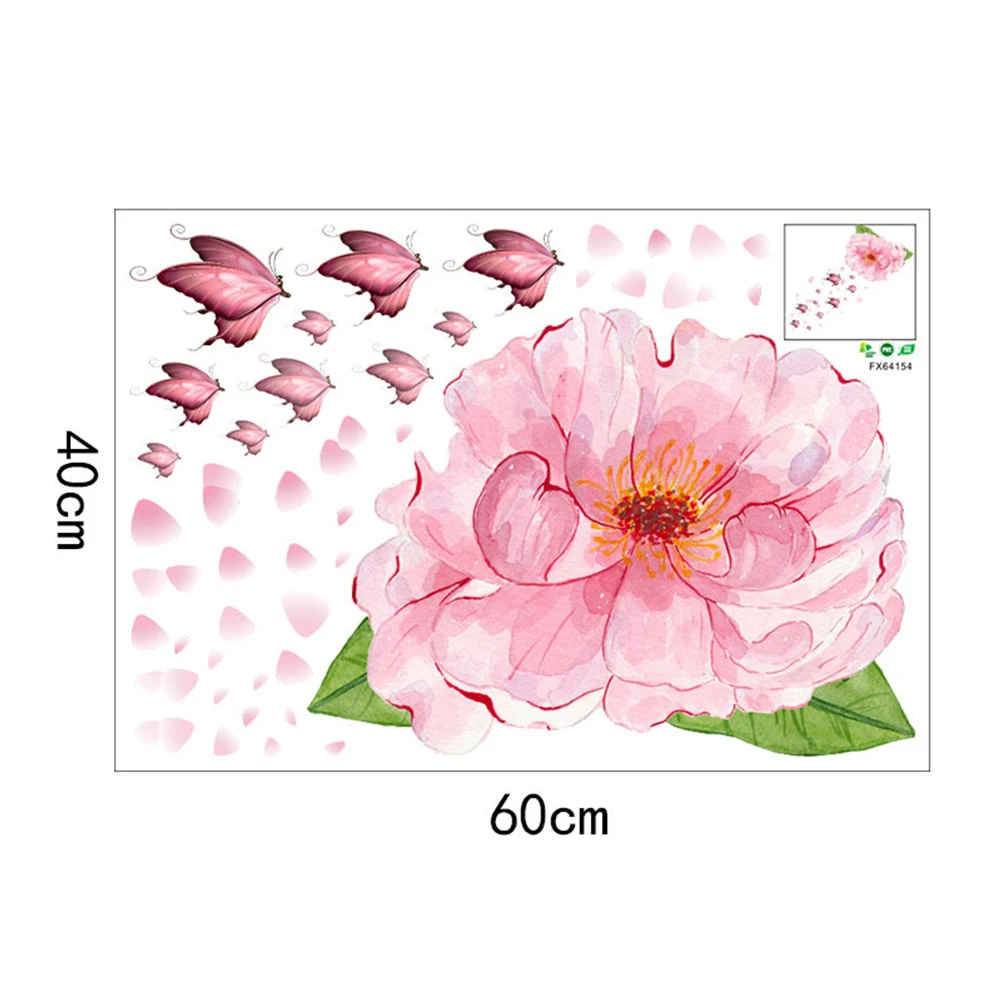 

Peony Flower Self Adhesive Wall Sticker Home Living Room Dormitory Hallway Decal Kids Room Living Room Bedroom Home Decoration