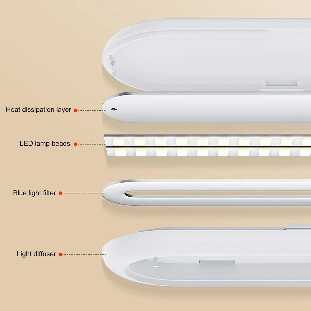 

Modern Study LED Office Desk Lamp Touch Dimmable Foldable With Clock Pen Holder Eye Protect Table Reading Light For Kids LAOPAO