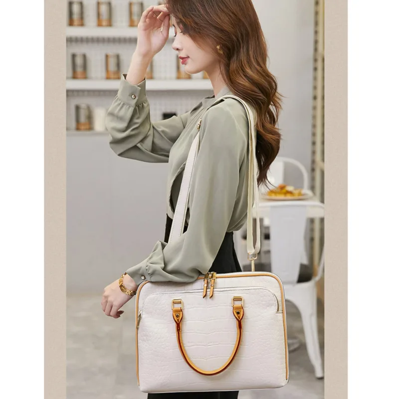volasss womens fashion leather shoulder bags new women briefcase for 13 3 14 1 inch laptop handbag woman work office handbags free global shipping