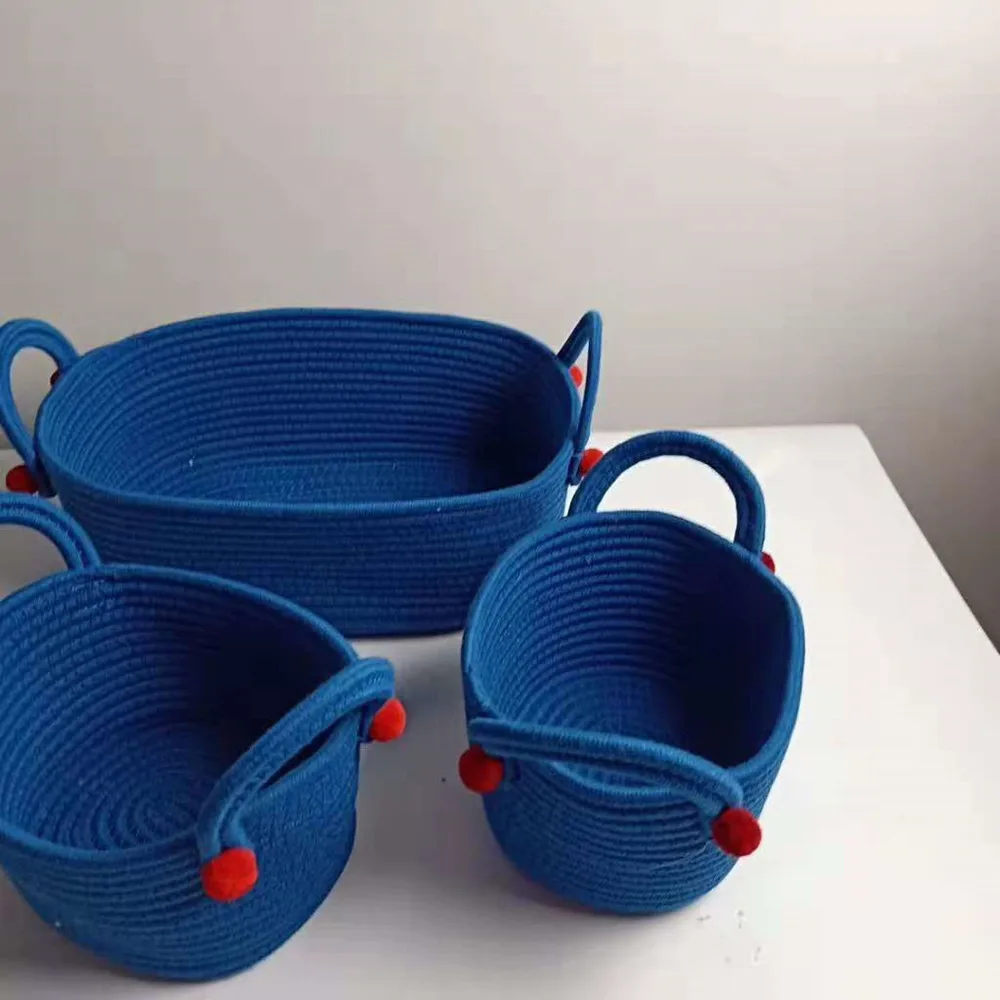 3 шт./компл. оптовая продажа корзина для хранения хлопковой веревки белья розовая