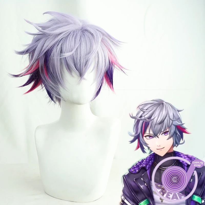 

Fuwa Minato Cosplay Wig Vtuber Youtuber Purple Mixed Short Anime Synthetic Hair Halloween Party Carnival Role Play + Wig Cap