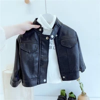 1 8t toddler kid baby boys girls spring clothes warm pu coats biker jacket for girl fashion streetwear black zipper outwear