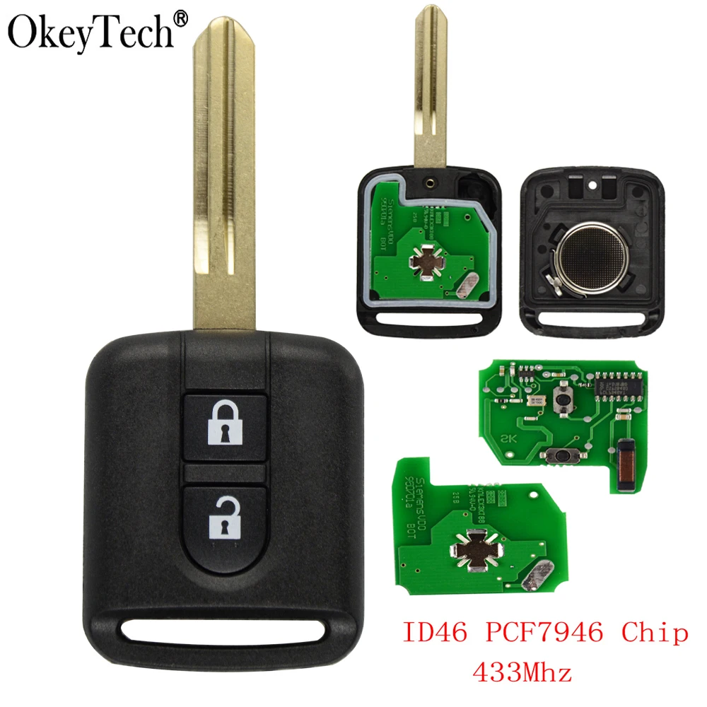 Okeytech 2 кнопки 433 МГц ID46 PCF7946 чип дистанционное управление брелок для