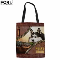 forudesigns husky mom design i love you to the moon and back ladies shoulder bags functional shopping bag stylish casual handbag