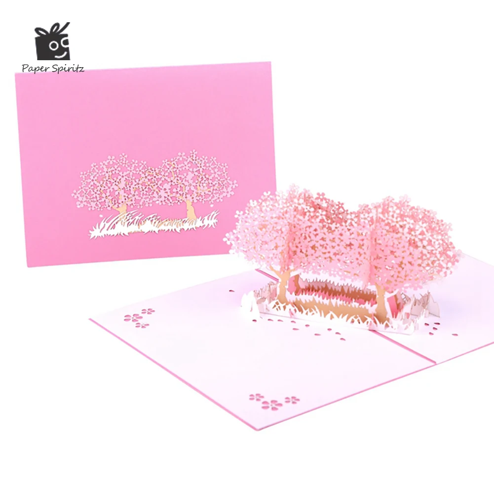 

Love 3D Pop-Up Cards Valentines Day Gift Postcard with Envelope Stickers Wedding Invitation Sakura Greeting Cards Anniversary