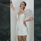 Thinyfull блестящие короткие свадебные платья 2021 с коротким рукавом, возлюбленные, пляжные, свадебные, вечерние платья