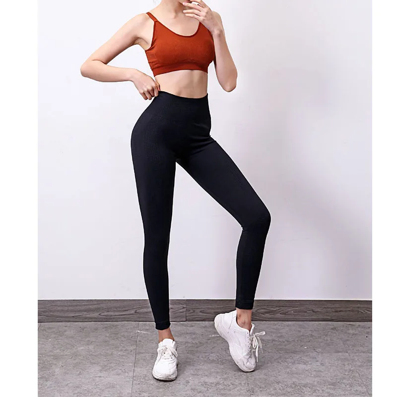 Леггинсы женские эластичные бесшовные с высокой талией для занятий фитнесом