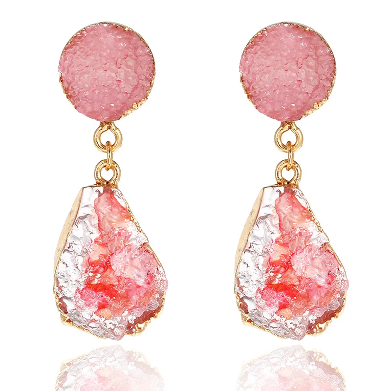 2019 корейские очаровательные серьги с розовыми и зелеными кристаллами винтажные