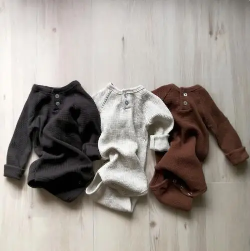 Осень 2021 детская хлопковая трикотажная вафельная одежда с длинным рукавом для