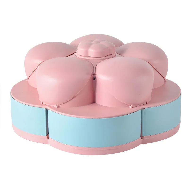 

Double Rotating Fruit Tray Household Candy Box Parlor European Petal Snack Box