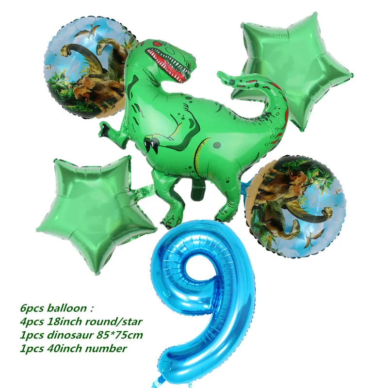 6pcs ballon 6 и 5 шт. большой динозавр фольги шарики, День подарков будущей матери день рождения Юрского мира украшения воздушный шар в форме животного дети подарок Globos - Цвет: 6pcs ballon