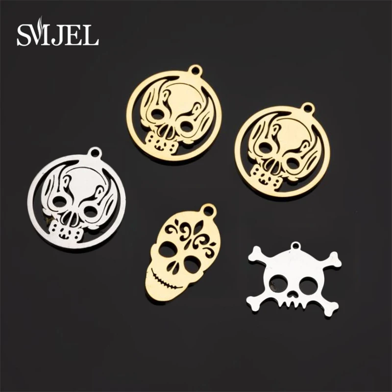 5 шт./лот подвески в виде черепа из нержавеющей стали ожерелье серьги Женские