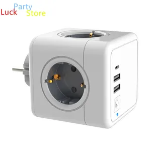 Strip USB EU Plug Adapter Smart Socket Powercube Electric 4 Outlets Extension Multi 3680W Home Travel Charging 5 Outlets