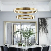 postmodern luxury led pendant lights living room nordic hotel stainless steel ring hanging lamp restaurant bedroom lighting