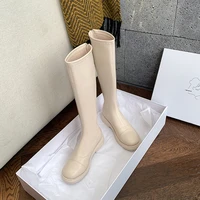 high boots 2021 new autumn and winter brown long boots wild casual womens mid heel knight boots were thin elastic thin boots