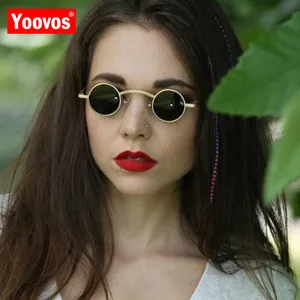 Yoovos 2021 новые зеркальные солнцезащитные очки для женщин маленькая оправа брендовые дизайнерские ретро круглые очки винтажные женские солнцезащитные очки UV400