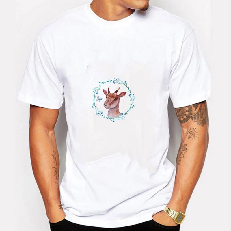 

Summer Short Sleeve Tops Flower Pattern Cartoon Print T-shirt Men Cotton Tshirts T Shirt O-Neck White T Shirt Autismo Camiseta