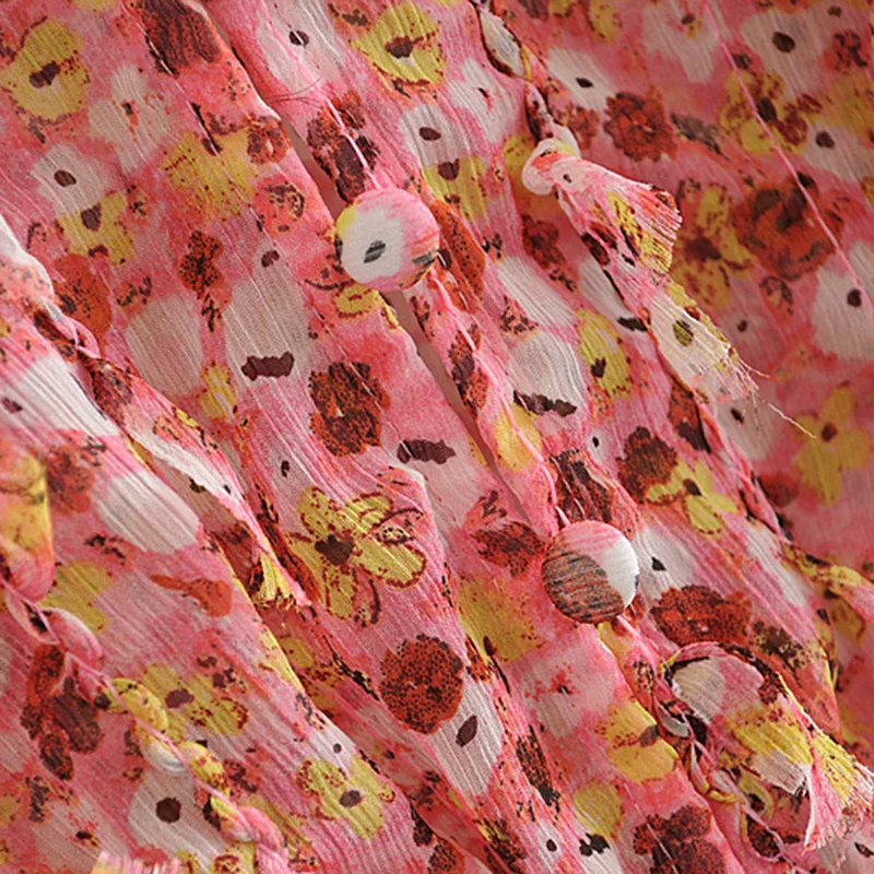 Женская винтажная Блузка с оборками и цветочным принтом 2020 модная женская