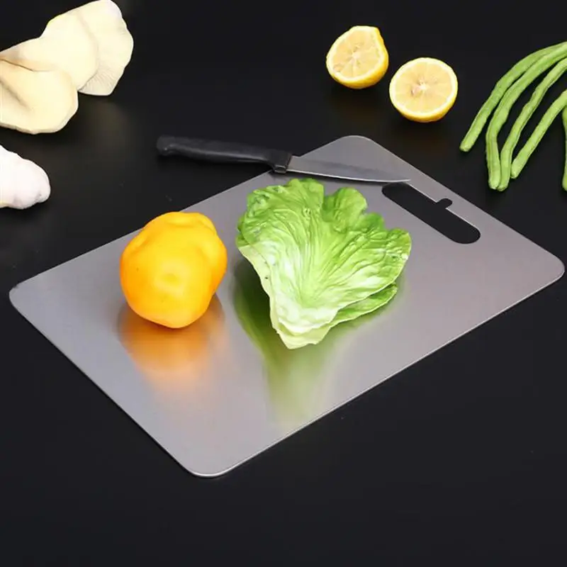 

28x39x0.2cm Stainless Steel Cutting Board Square Modern Chopping Block Fruit Cutting Block for Home Kitchen