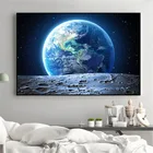 Картина на холсте с изображением звезд Галактики, космонавта, планеты, космоса, Вселенной, земли, метеорита, плакаты и принты, абстрактная Настенная картина, Декор