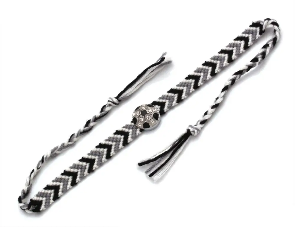 Boho сплав цинка футбол шарм тканый браслет дружбы женский мужской спортивный