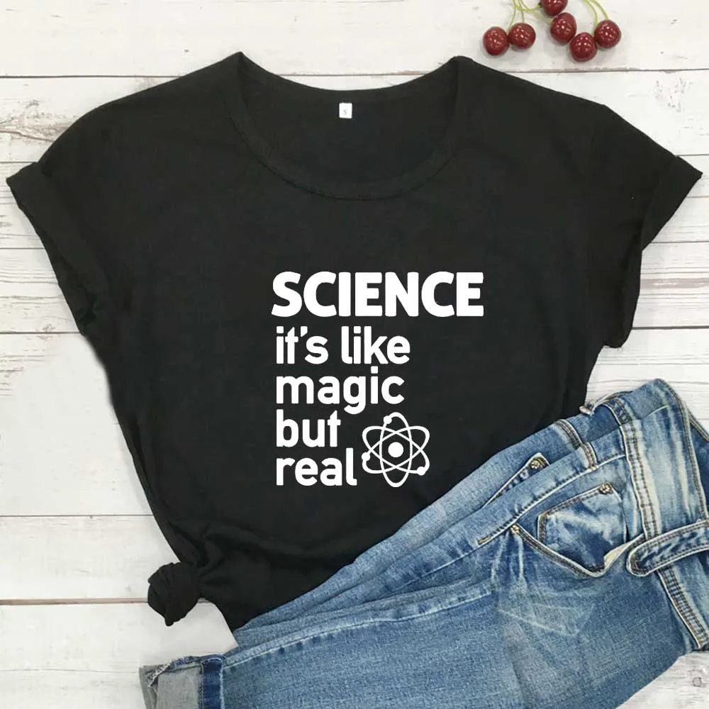 

Женская футболка с надписью Science It's Like Magic, забавная Летняя женская футболка с графическим рисунком, Женская белая футболка, Женский Топ