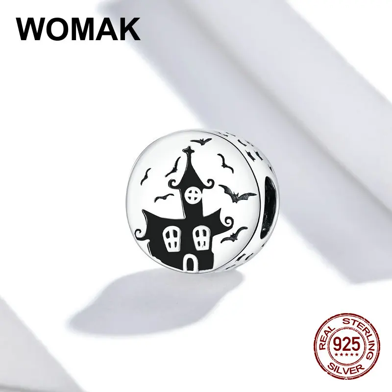 Женские Подвески в виде замка-призрака круглые бусины из серебра 100% пробы