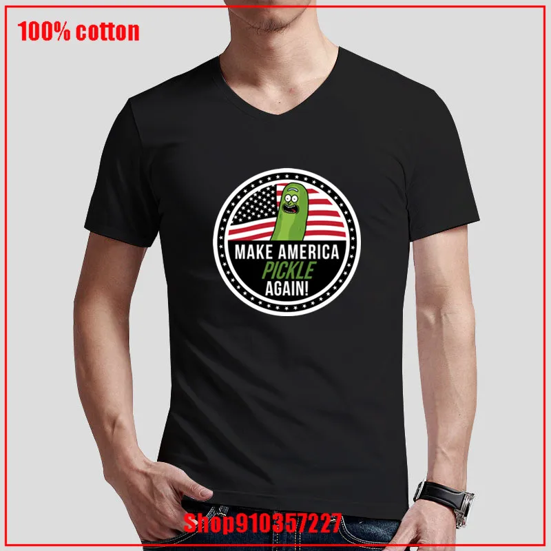Мужские футболки Make America Pickle Again футболка с V образным вырезом Рик и Морти