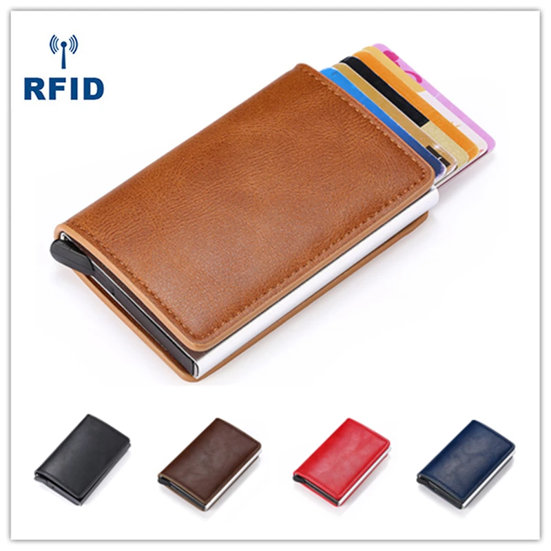 Новинка мужской кожаный держатель для кредитных карт с RFID блокировкой кошелек
