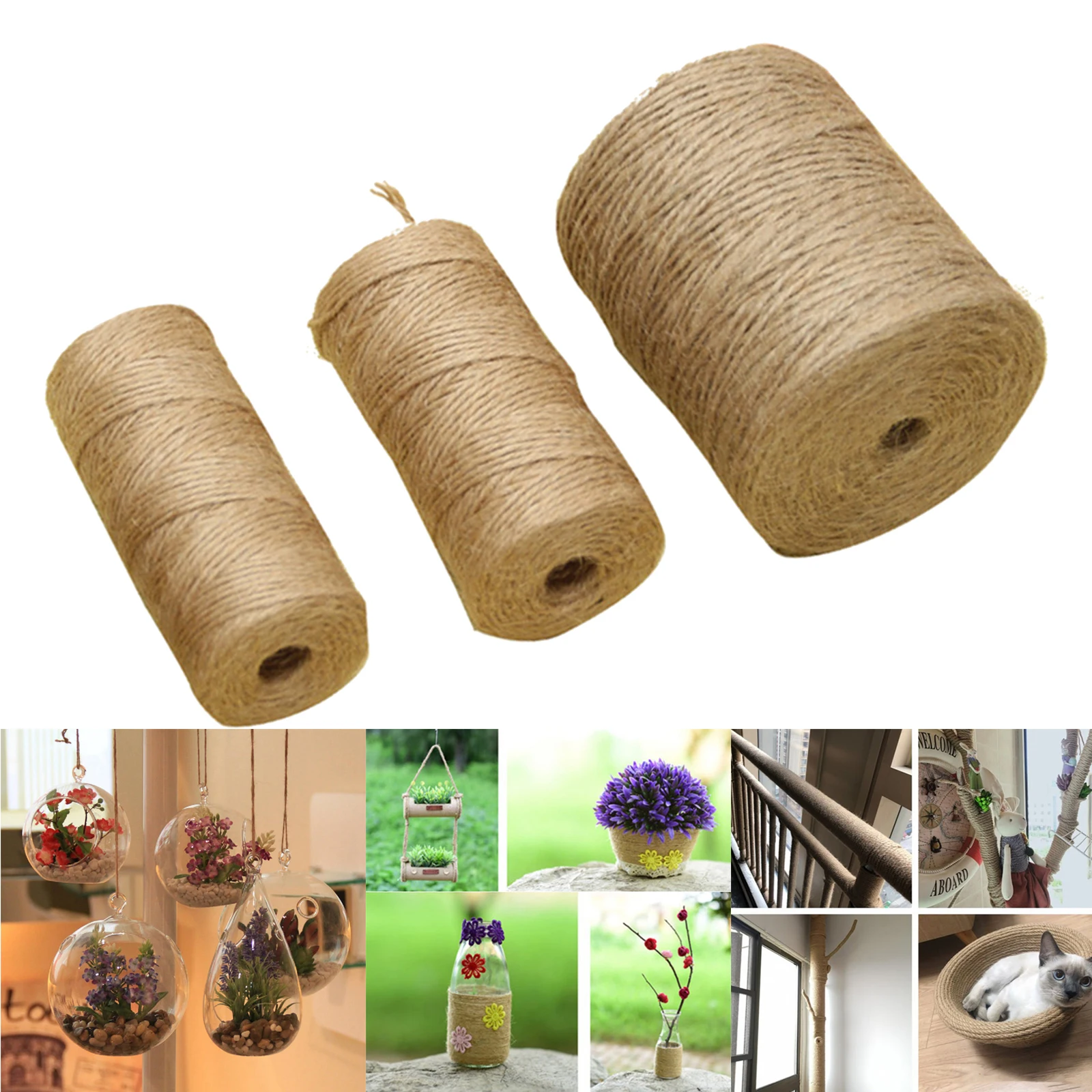 

1312 / 656 Feet Natural Jute Twine Best Industrial Packing Materials Heavy Duty