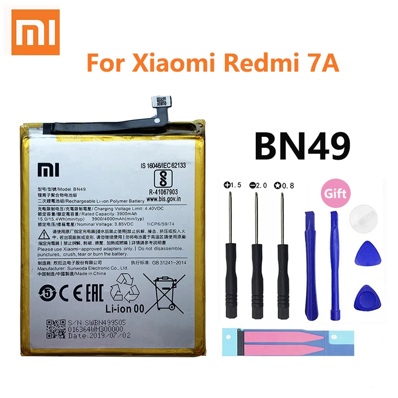 100% Оригинальный аккумулятор Xiao mi BN49 4000 мАч для Xiaomi Redmi 7A Redmi7A высококачественные
