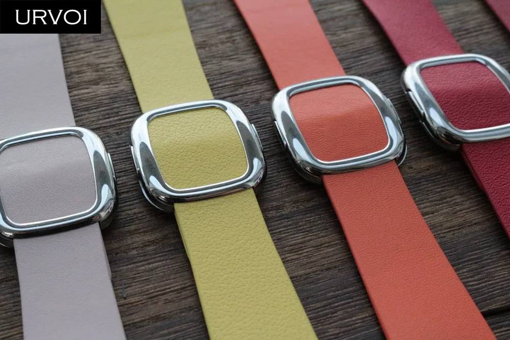 Современная Пряжка URVOI для apple watch 5, 4, 3, 2, ремешок 40 мм, ремешок для iwatch, мягкий гладкий верх, зернистая кожа, удобная на ощупь, новинка