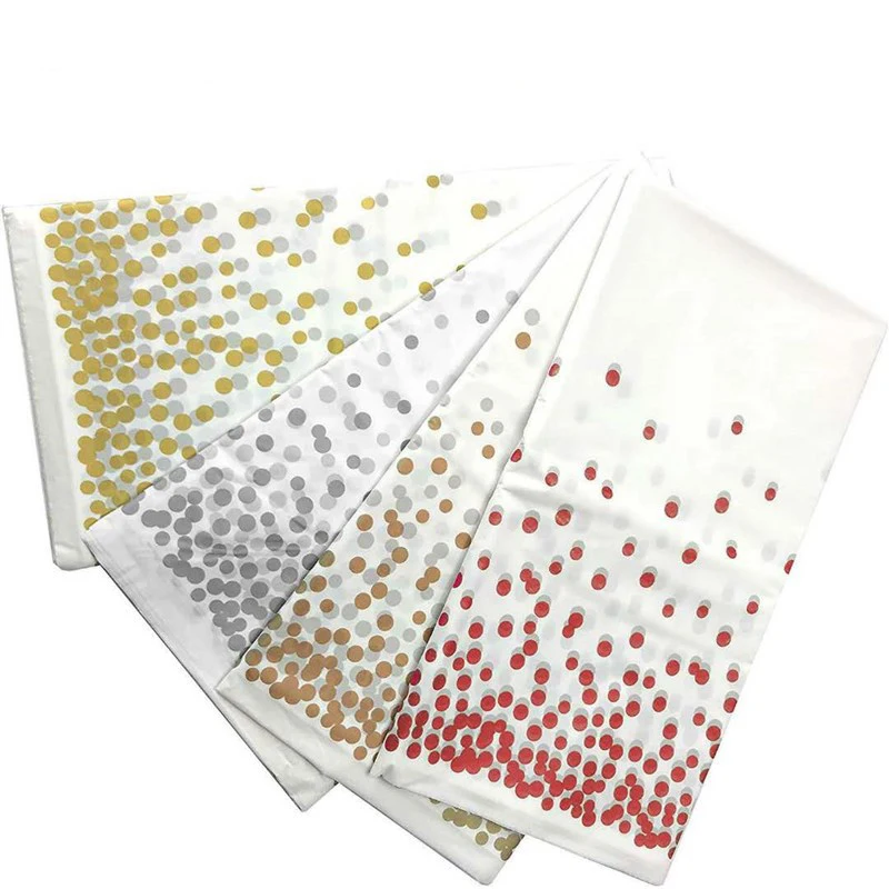 

1pcs Gold Silver Dot Tablecloth Disposable Plastic Table Cover For Baby Shower Birthday Wedding Party Decoration Supplies