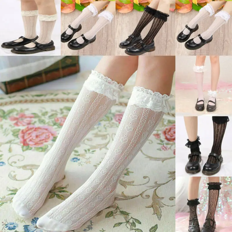 Милые кружевные носки для девочек в стиле &quotЛолита&quot с цветочным принтом