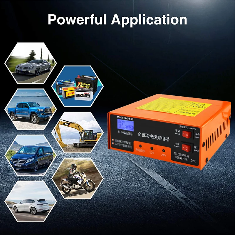200 Вт 12/24V 200AH автомобиля Батарея Зарядное устройство автоматического интеллигентая(ый) для импульсный ремонт 130 V-250 V с светодиодный светильник с адаптером селфи-стик штепсельная вилка европейского стандарта