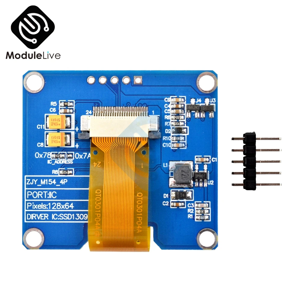 Модуль дисплея OLED 128x64 IPS 1 54 дюйма 5 контактов SPI SPD0301 Драйвер IC плата адаптера белая