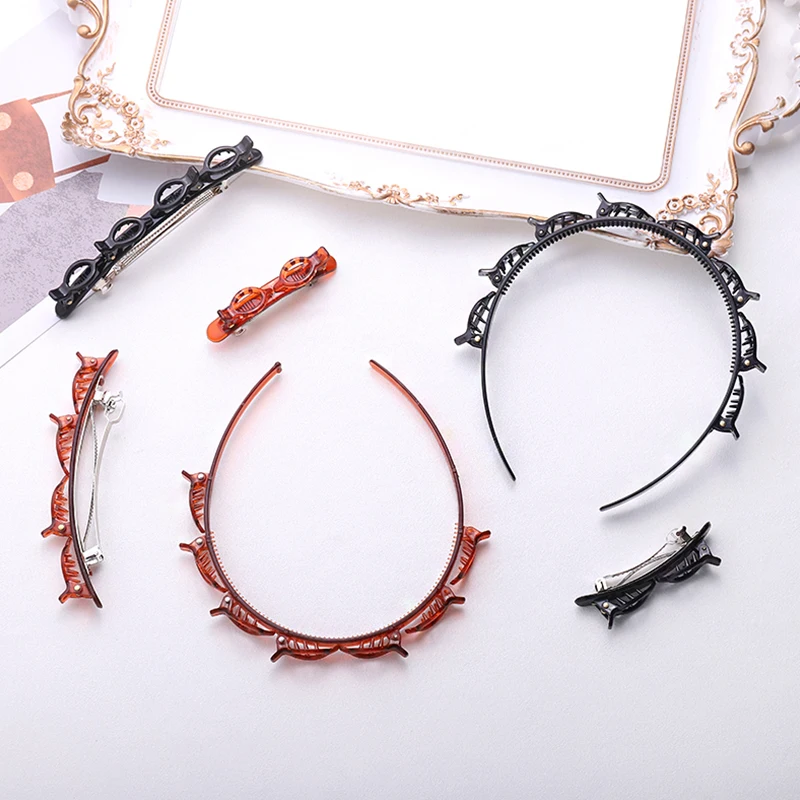

Girls Braids Pin Hairdo Bring Hair Hoop Black Braider Hair Clip Multi-storey Wisp Air Weave Head Hoop Styling Tool Headwear