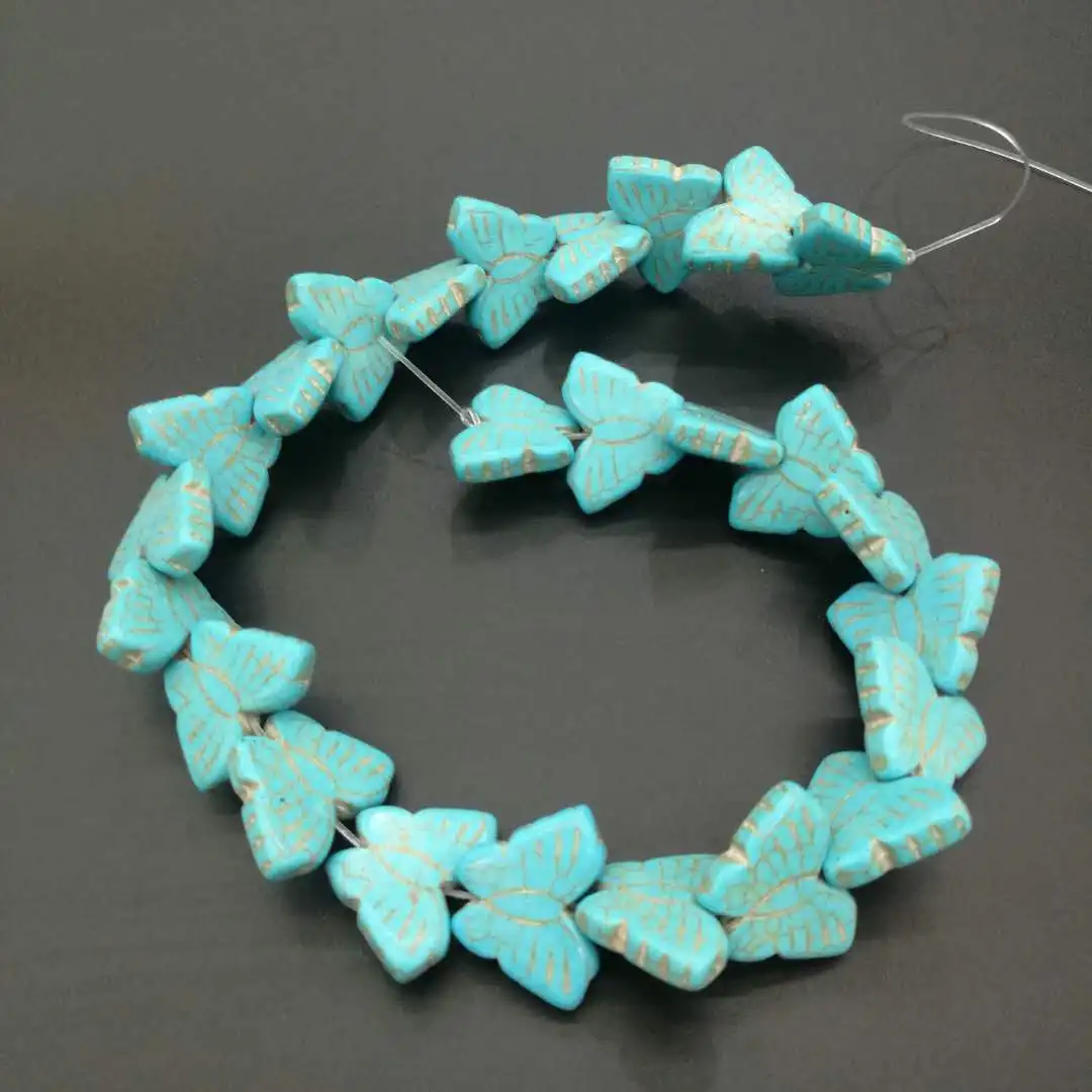 Оптовые продажи 10 шт./лот 13*15/19*28 мм Howlite Бирюзовый синий белый бабочка каменные