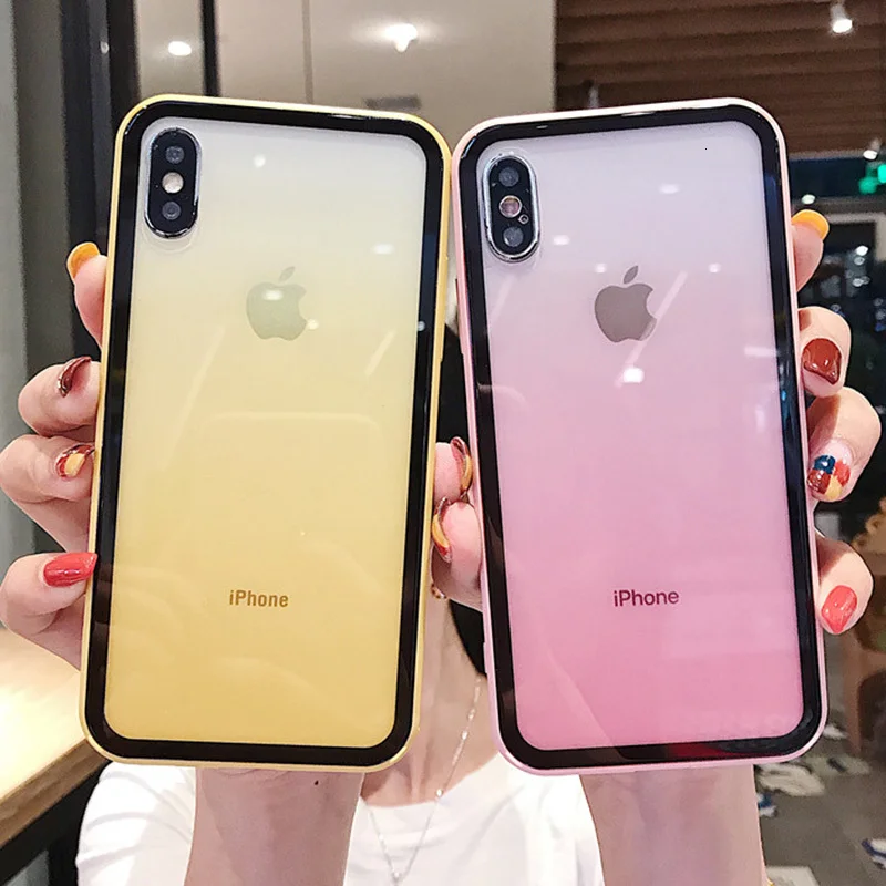 Модный градиентный чехол из закаленного стекла для iphone X XS Max XR 6 6s 7 8 Plus