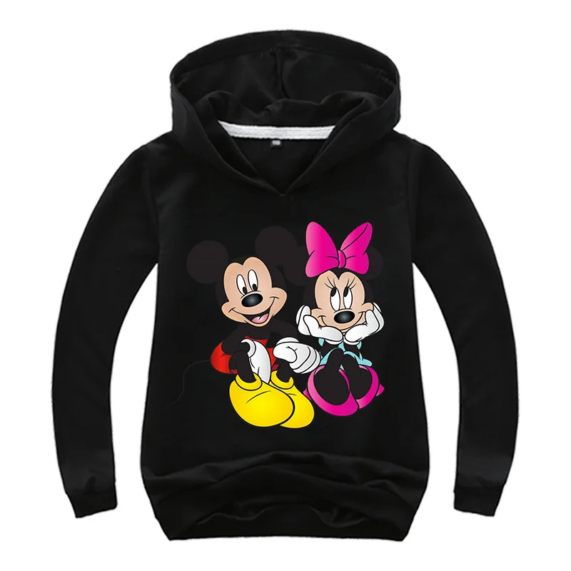 Толстовки с капюшоном принтом Микки и Минни для мальчиков девочек осенне-зимняя