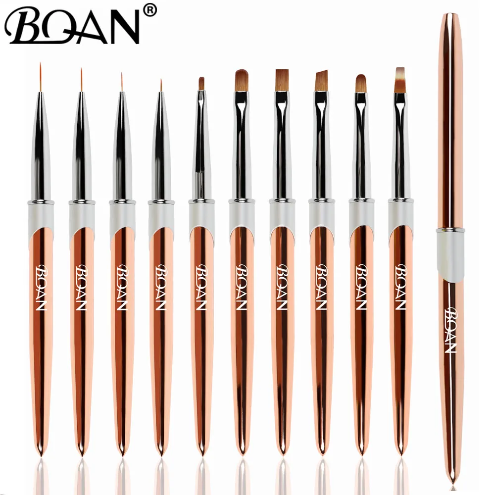 BQAN розовое золото Кисть для ногтей Nail Art Линия кисти малярные кристаллый
