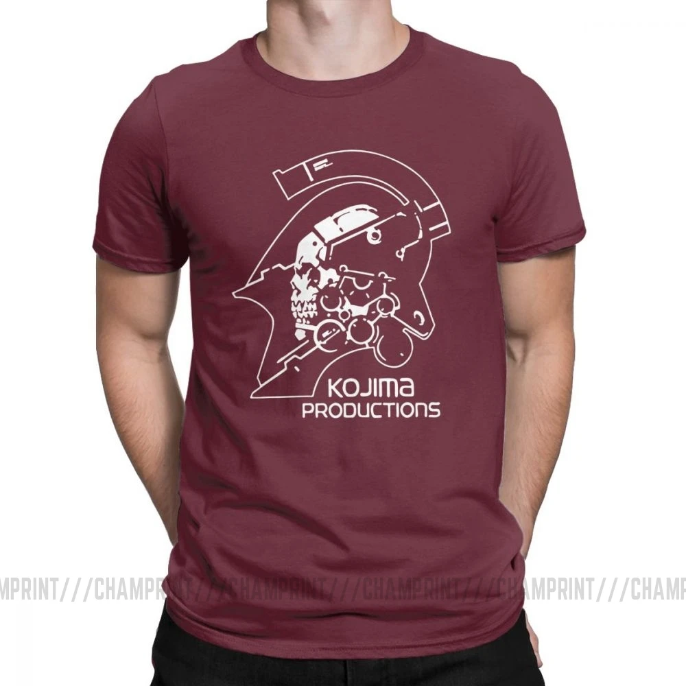 Бургундия Мужские футболки с металлическим зубчатым механизмом Kojima Products, MGS Hideo Kojima, хлопковые топы с коротким рукавом, футболки с принтом - Цвет: Бургундия