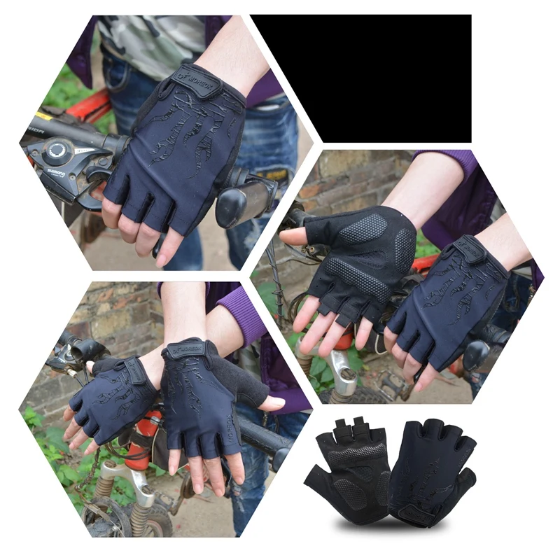 

MOREOK Cycling Gloves,Half Finger Gel Pad Shock-Absorbing Anti-Slip Breathable Motorcycle Mountain Bike Gloves Unisex Women