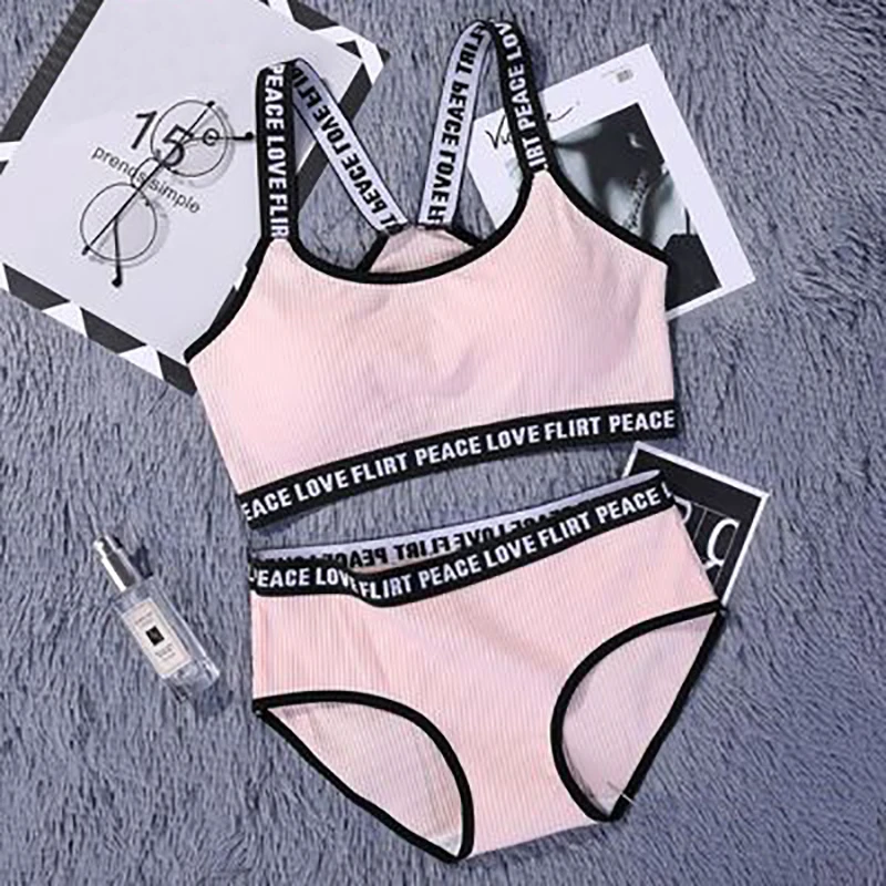 Комплект нижнего белья пуш ап для женщин комплект с буквенным принтом женский