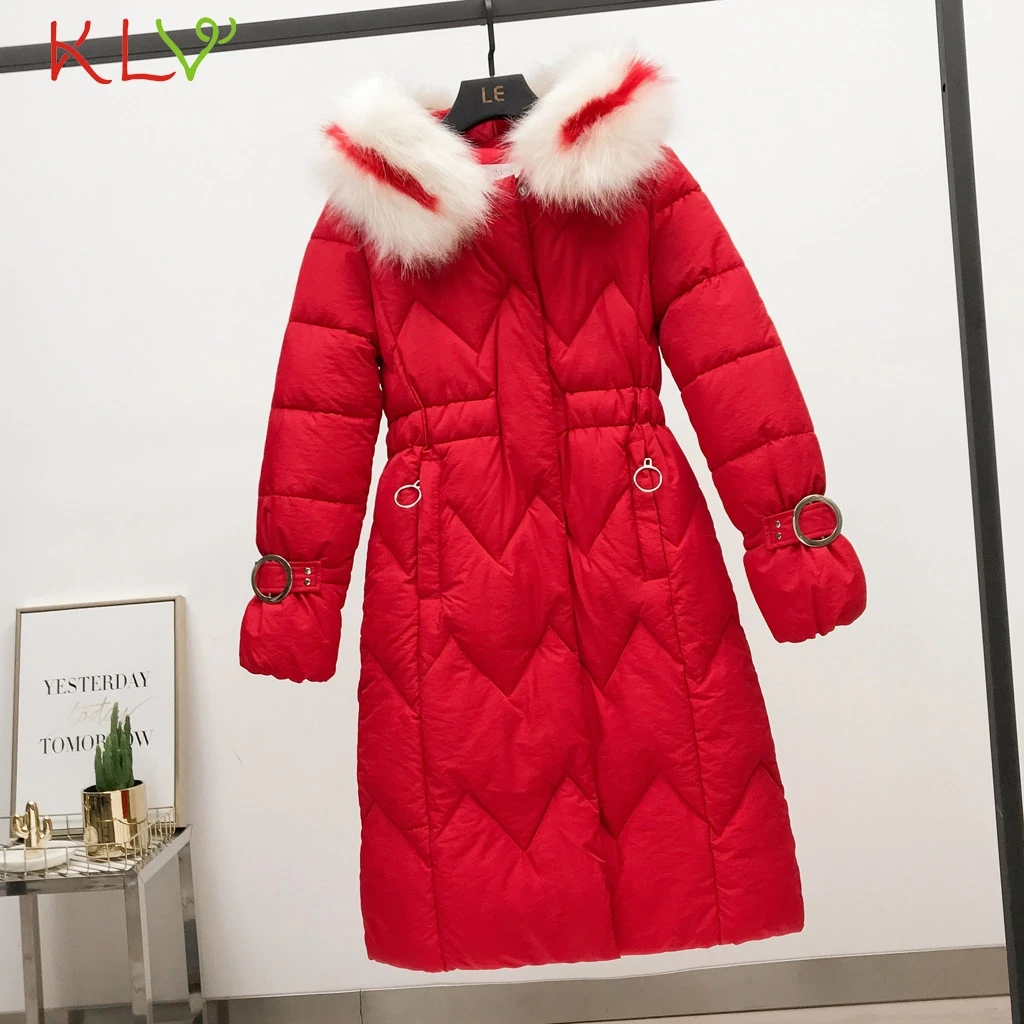 

Women Jackets Long Hooded with Fur Parka Winter Warm Coat Cotton Padded Pockets Jacket Casaco Larga Mujer 2019 Coats Girl 19Aug