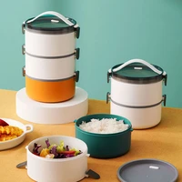 all in one stackable bento lunch box healthy material container plastic food storage container with lids microwave dinnerware