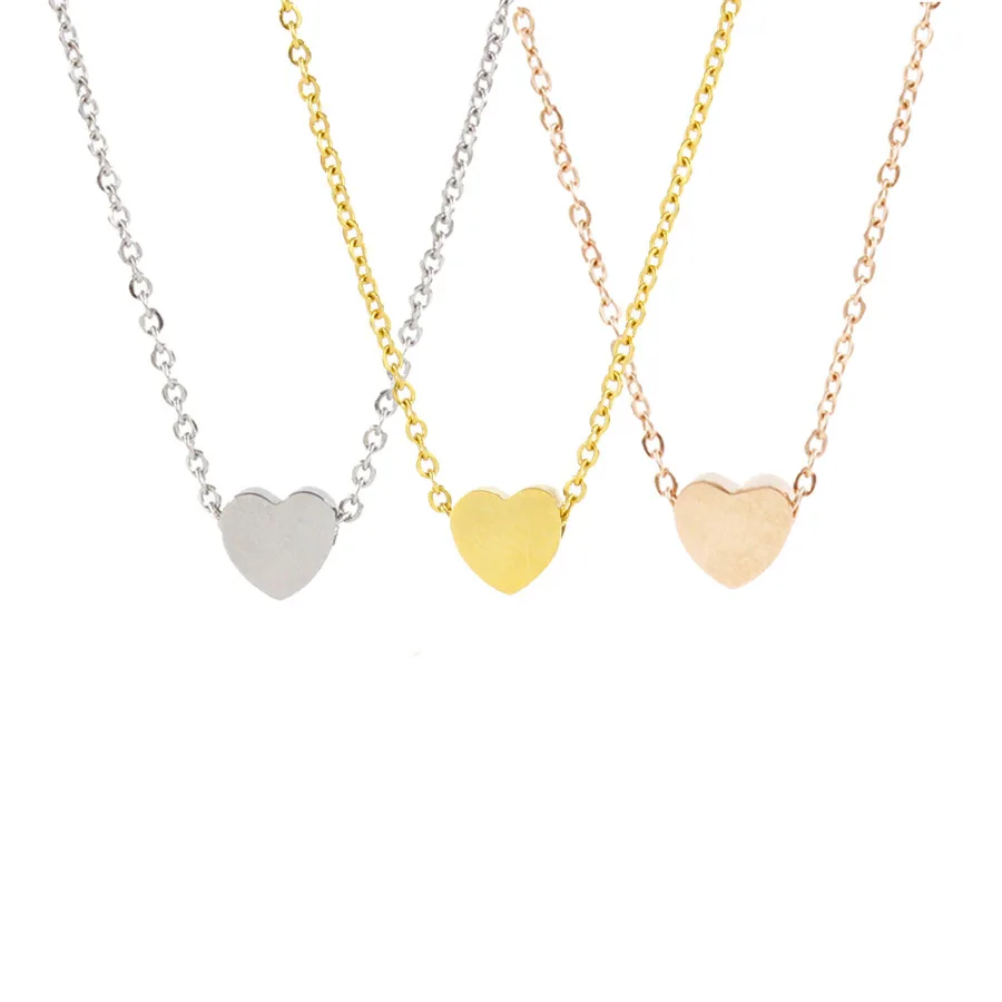 

20Pcs/Lot 8*3mm Heart Pendant Necklaces 18K Gold Plated Stainless Steel Chorker Chain Necklaces For Women's Girls Lovers Gifts