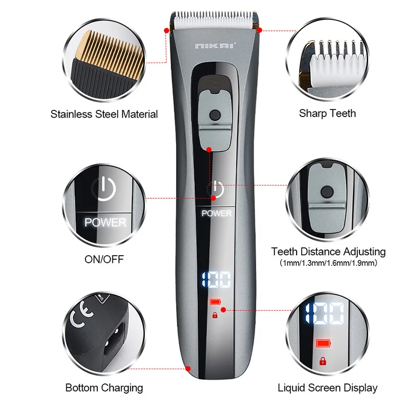 Waterproof men professional hair trimmer beard cordless adjustable clipper electric cutting machine haircut | Бытовая техника